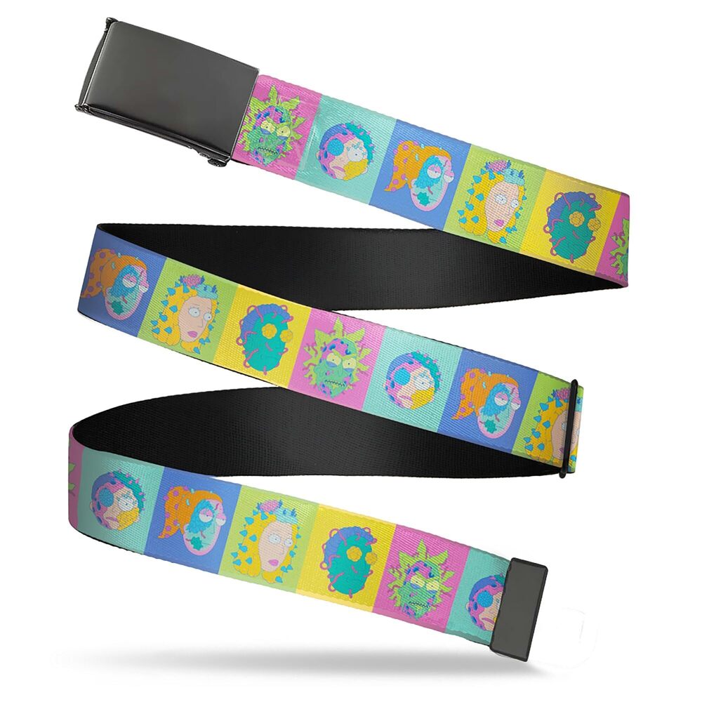 4561 Web Belt Blank Black Buckle - Rick and Morty Smith Family Cell Face